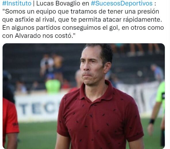 El DT de Instituto, Lucas Bovaglio, y el "no volverse locos".