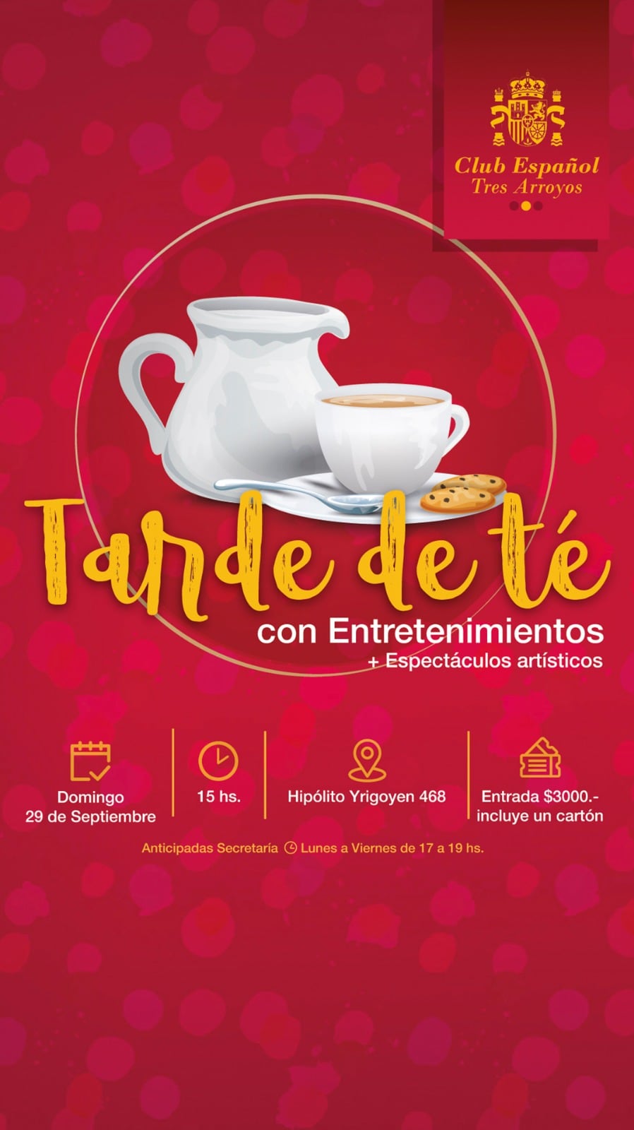 Tarde de té con entretenimientos en el Club Español de Tres Arroyos