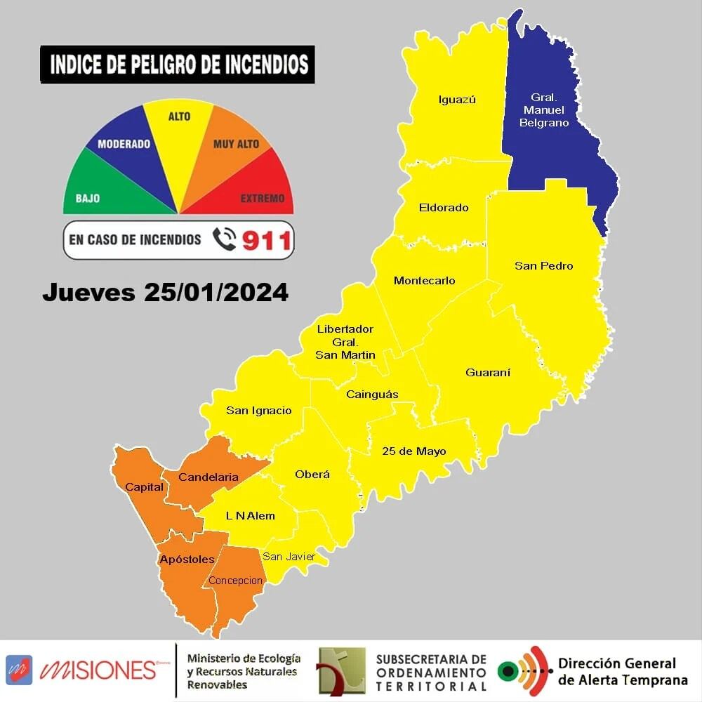 Alerta naranja en Misiones por riesgo de incendios.