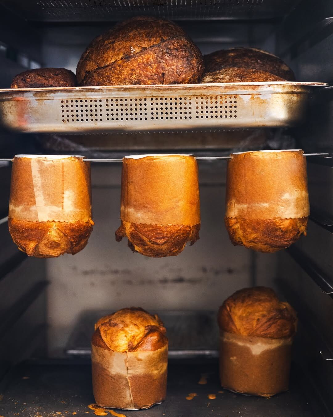 Este Pan dulce es hecho de masa madre, con almendras y naranjas confitadas.