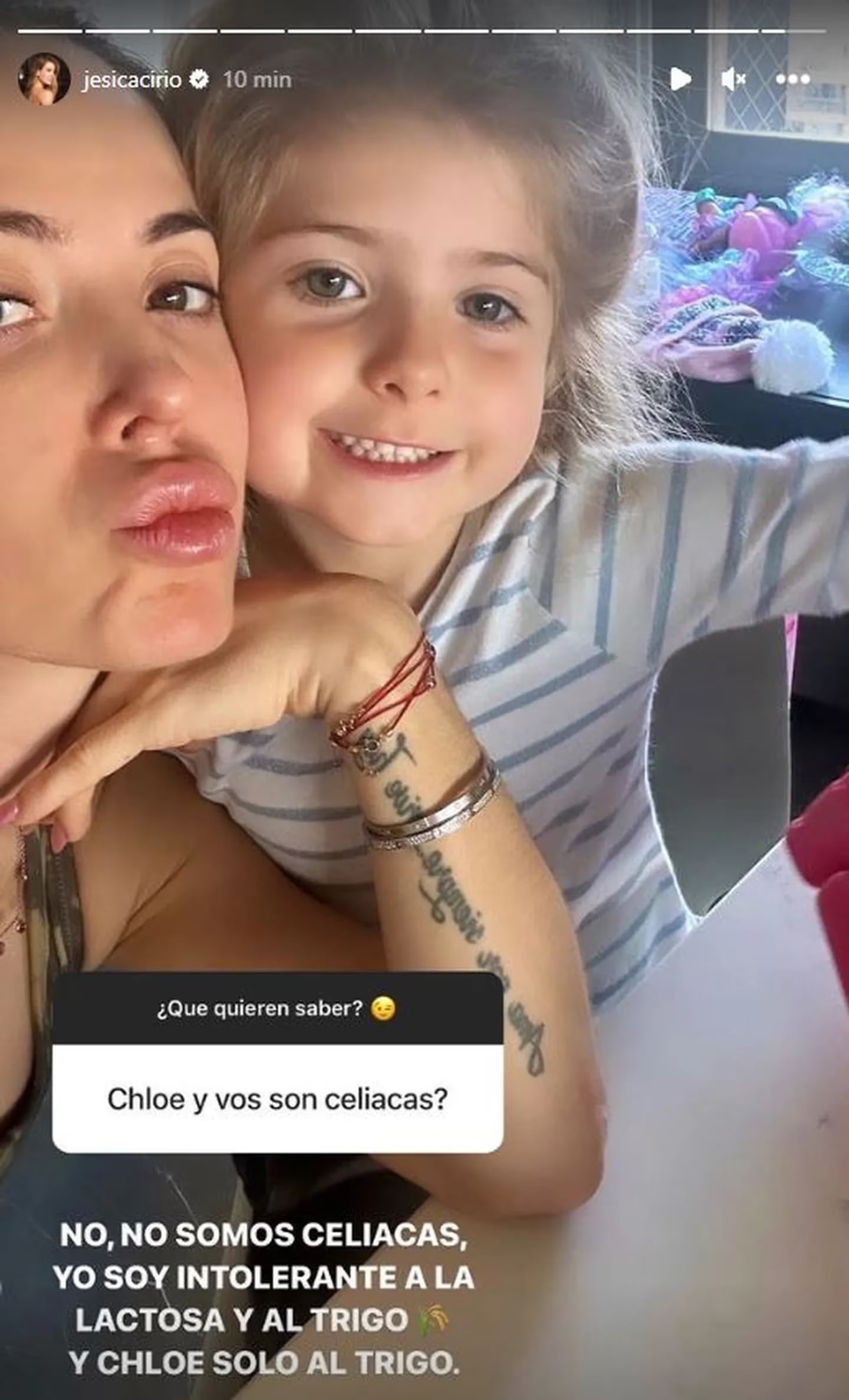 Cuáles son los alimentos que no pueden comer Jesica Cirio y su hija, Chloe