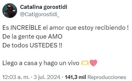 Gorostidi destacó la respuesta online de sus fans.