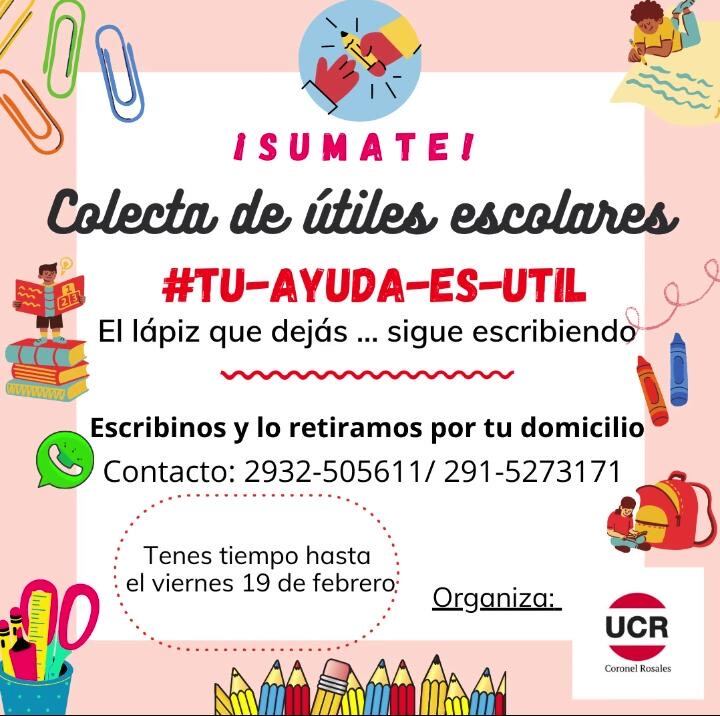 La Juventud Radical organiza campaña de donación de útiles escolares