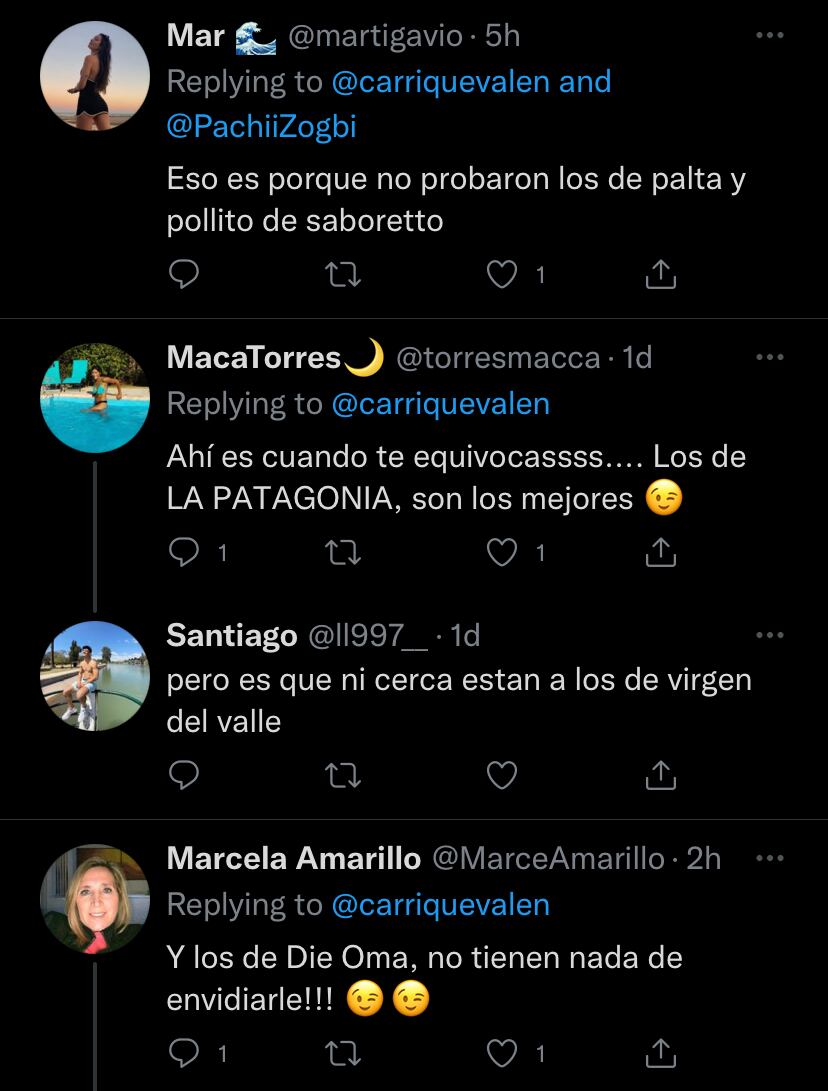 Algunas de los comentarios del tweet.