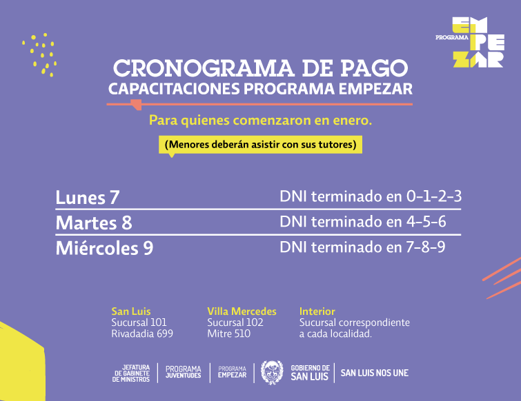 Cronograma de pagos, Programa Empezar