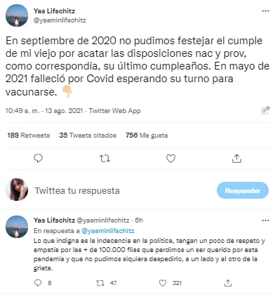 Yas Lifschitz se descargó en Twitter sobre las fotos de reuniones políticas en plena pandemia