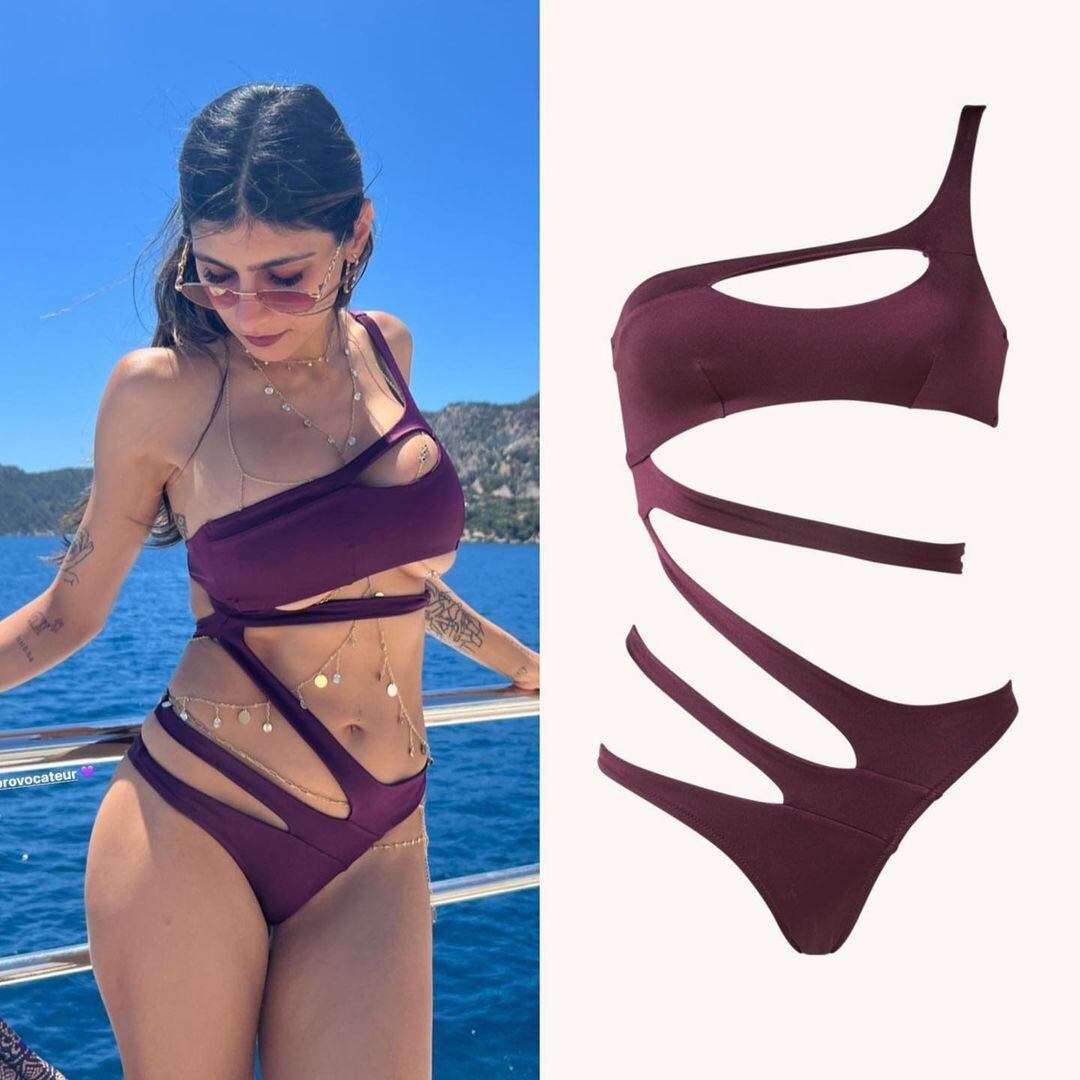 Mia Khalifa se arriesgó a la enteriza "underboob" con estilo cut out.