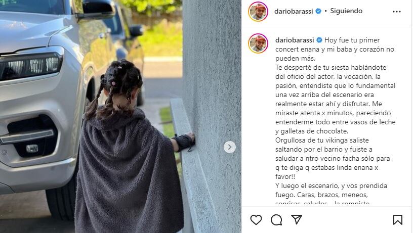 La tierna postal que Darío Barassi le dedicó a su hija Emilia.