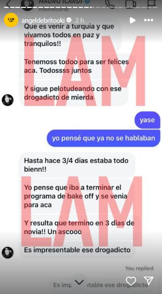 Mauro le pedía a Valentino que interviniera en la relación entre Wanda y L-Gante.