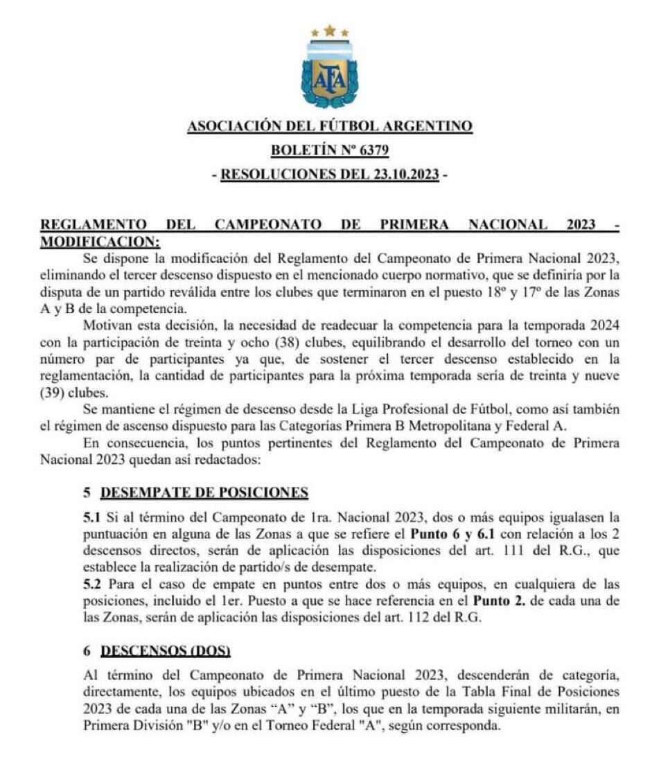 AFA suspendió el tercer descenso en la Primera Nacional.