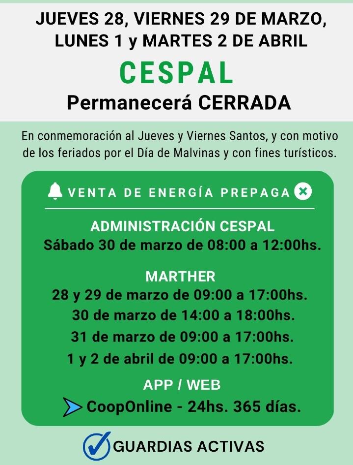 Venta Energía Prepaga fin de semana Semana Santa 2024 Arroyito