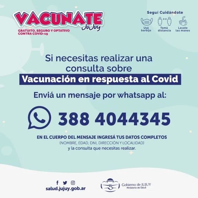 A partir de este miércoles, el Ministerio de Salud responde preguntas sobre la campaña de vacunación, por WhatsApp.