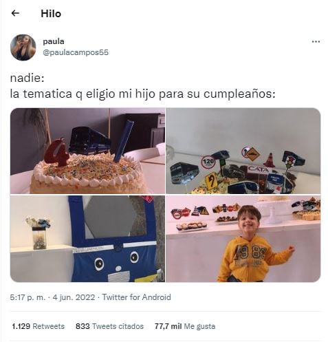 El tuit del festejo del cumple de Genaro que se hizo viral.