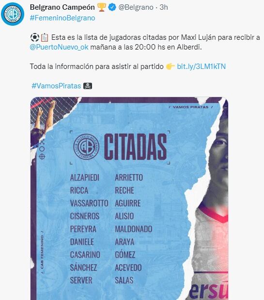 El plantel del equipo femenino de Belgrano, a un paso de ser campeón.