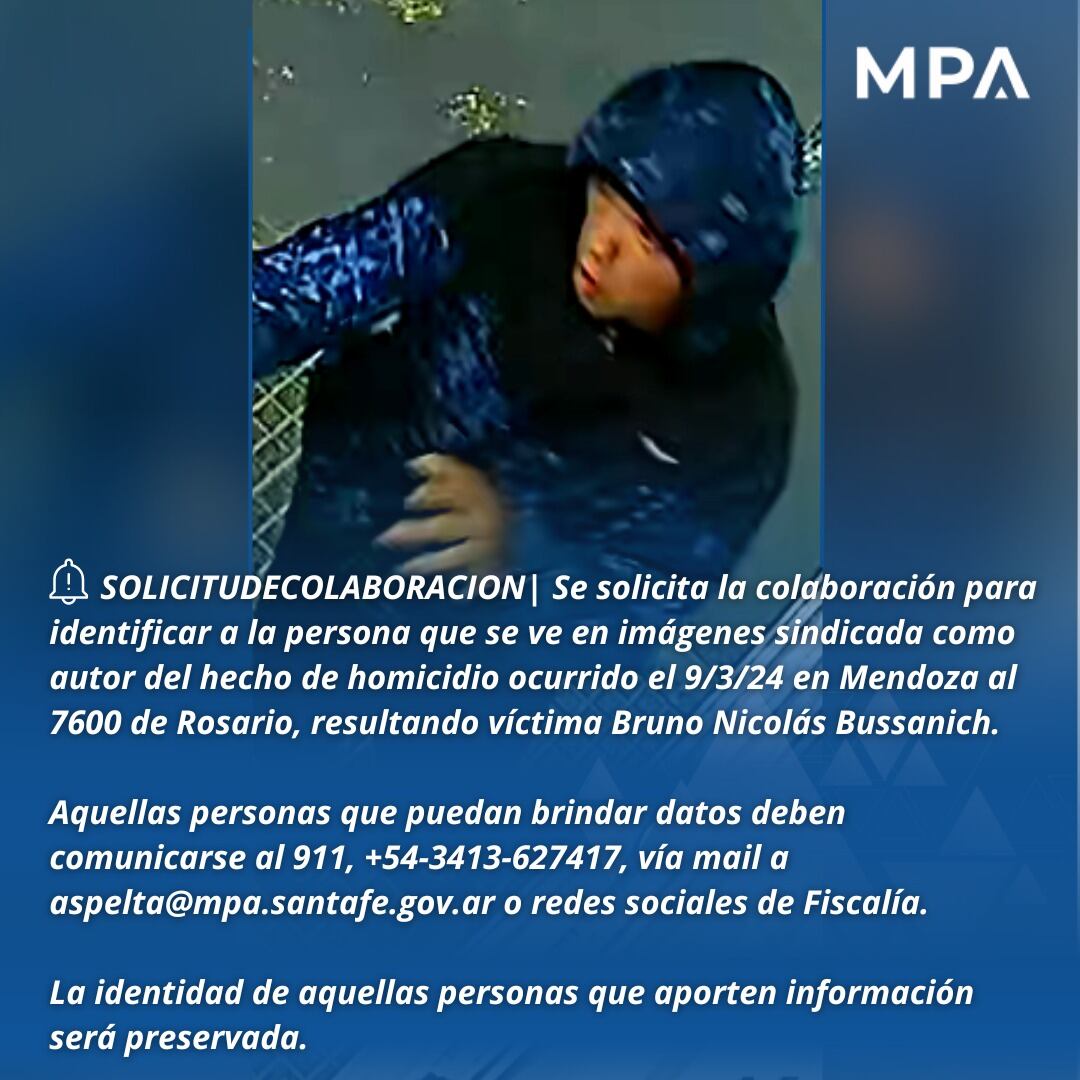 La Fiscalía Regional de Rosario anunció una recompensa de $ 10.000.000 para detener al presunto asesino de Bruno Bussanich.