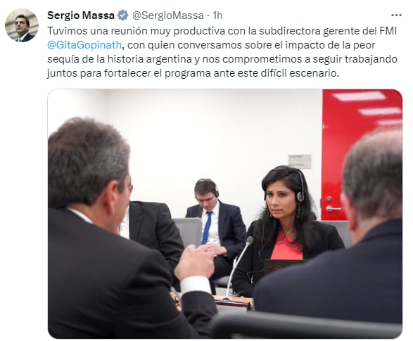 Sergio Massa se reunió con la primera subdirectora gerente del Fondo Monetario Internacional (FMI).