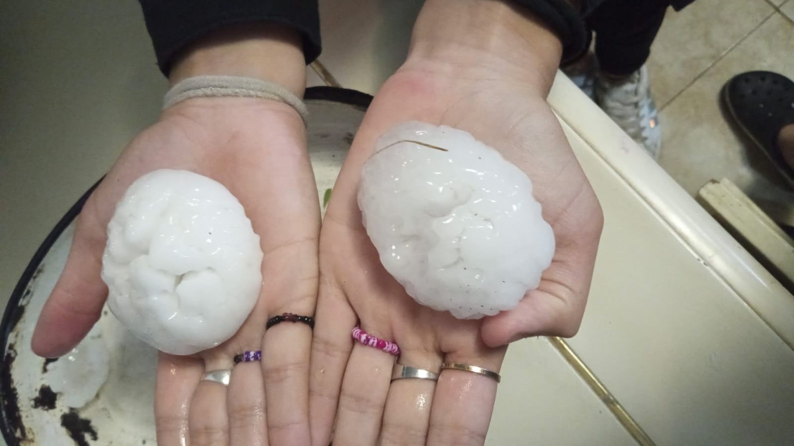 Granizo en Los Molinos, en el interior de Córdoba. 