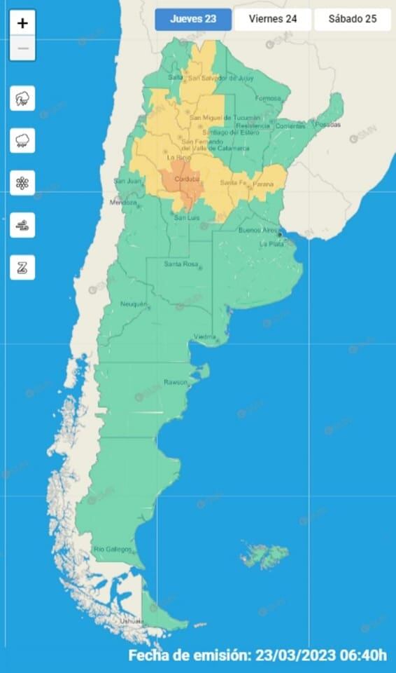 Alerta meteorológica para San Luis.