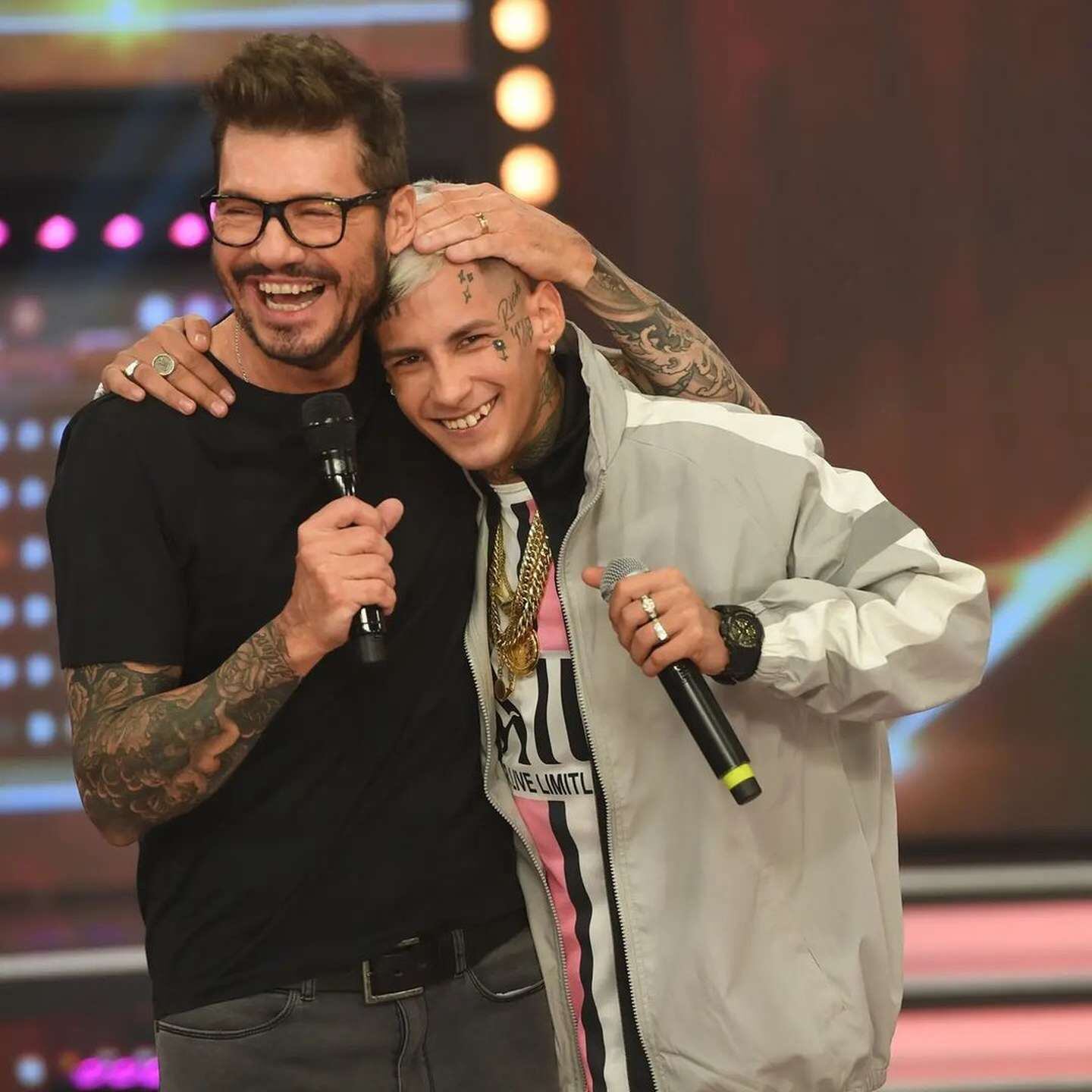 Marcelo Tinelli y L-Gante en "ShowMach: La Academia".