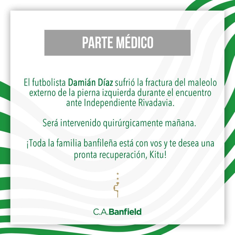 La institución anunció que el volante pasará por el quirófano.