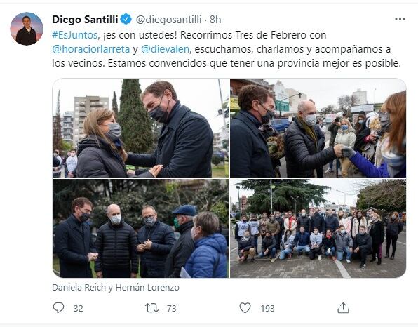 Diego Santilli de campaña en Tres de Febrero.