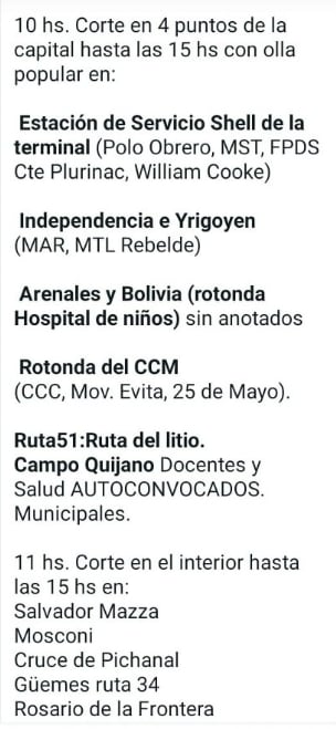 Detalles del paro docente en Salta del lunes 5 de junio.