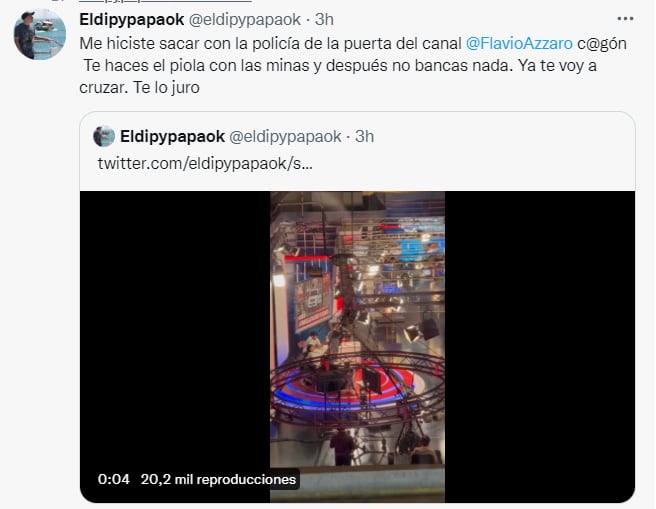 El mensaje que publicó en Twitter el Dipy.