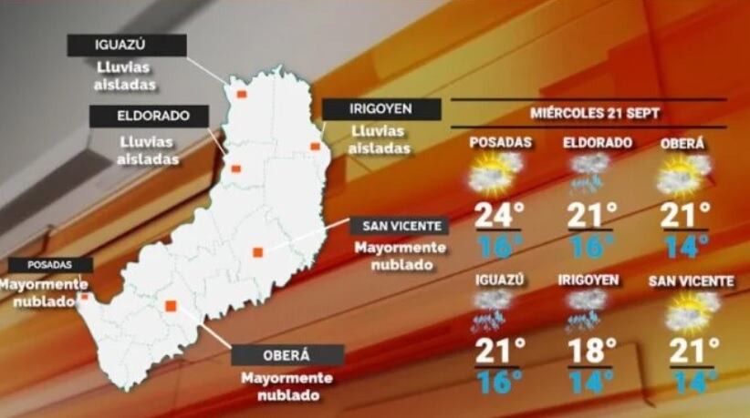 Miércoles con cielo nublado y probabilidad de lluvias en Misiones.