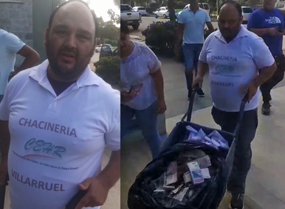 Comerciante de Huinca Renancó realizó una protesta por el costo de la luz.