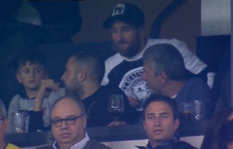 Lionel Messi, en el palco de Bernabéu.