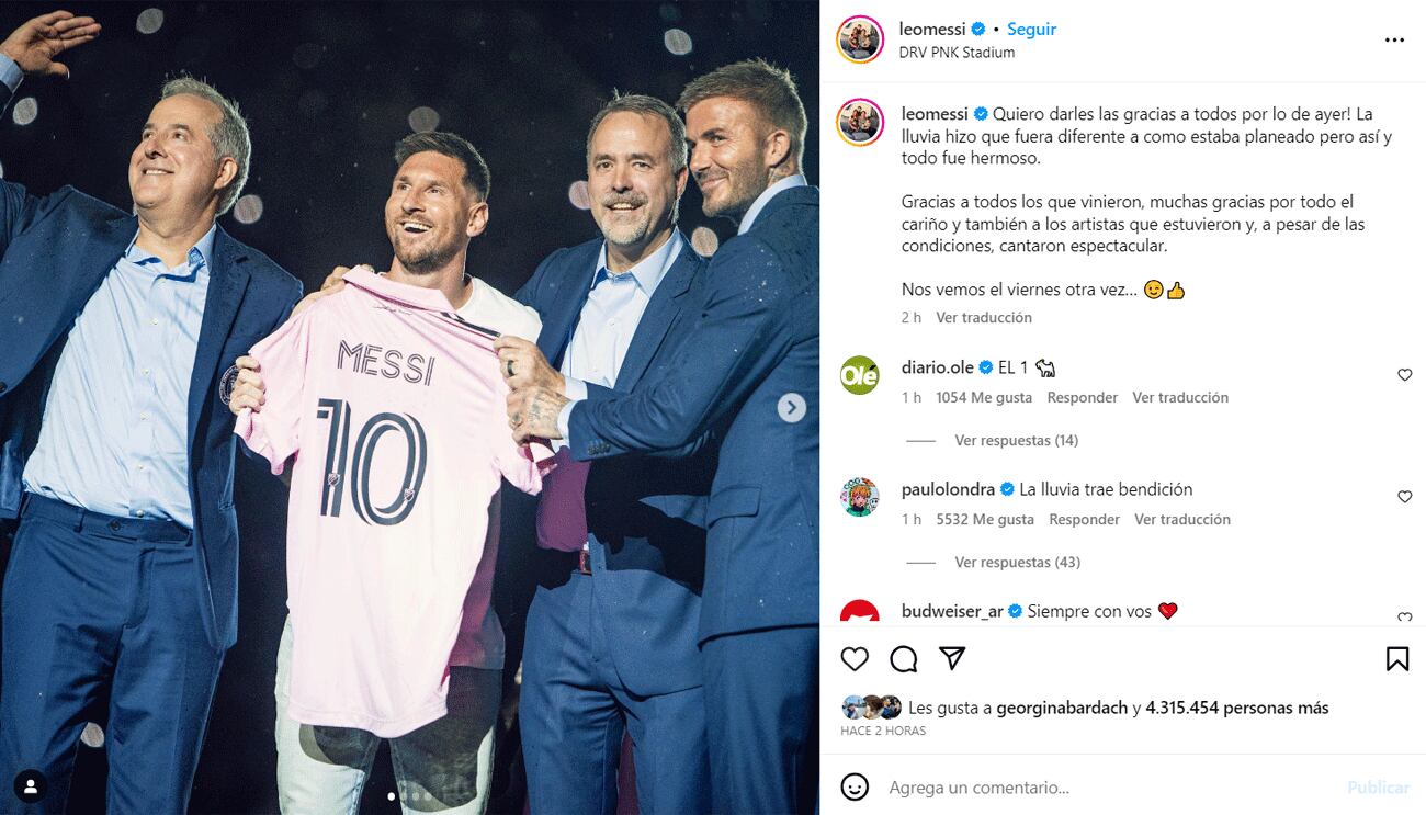 Messi agradeció a los hinchas, esta vez a través de Instagram. (@leomessi)