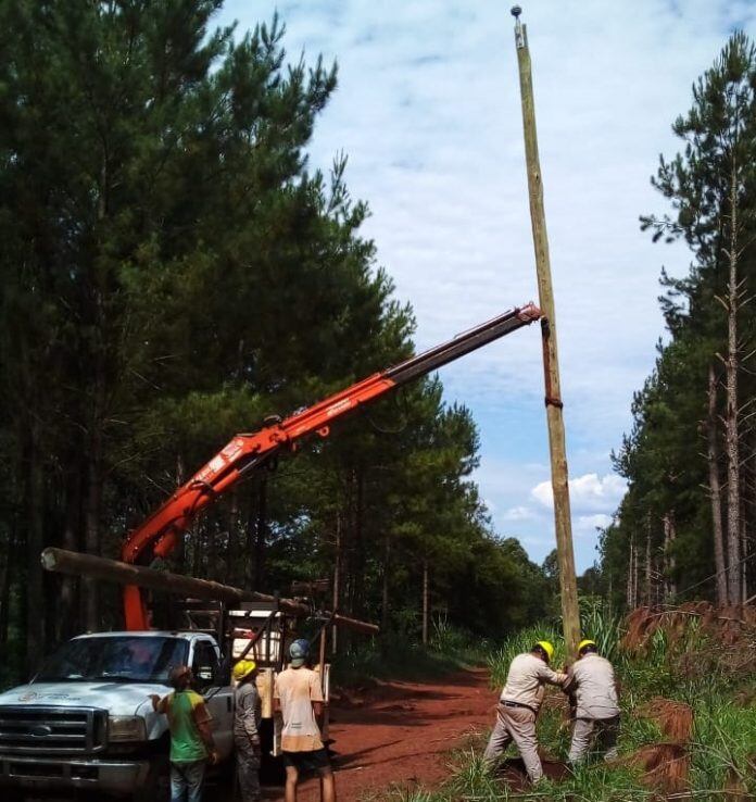 Energía de Misiones realiza trabajos en Puerto Esperanza y Bernardo de Irigoyen.