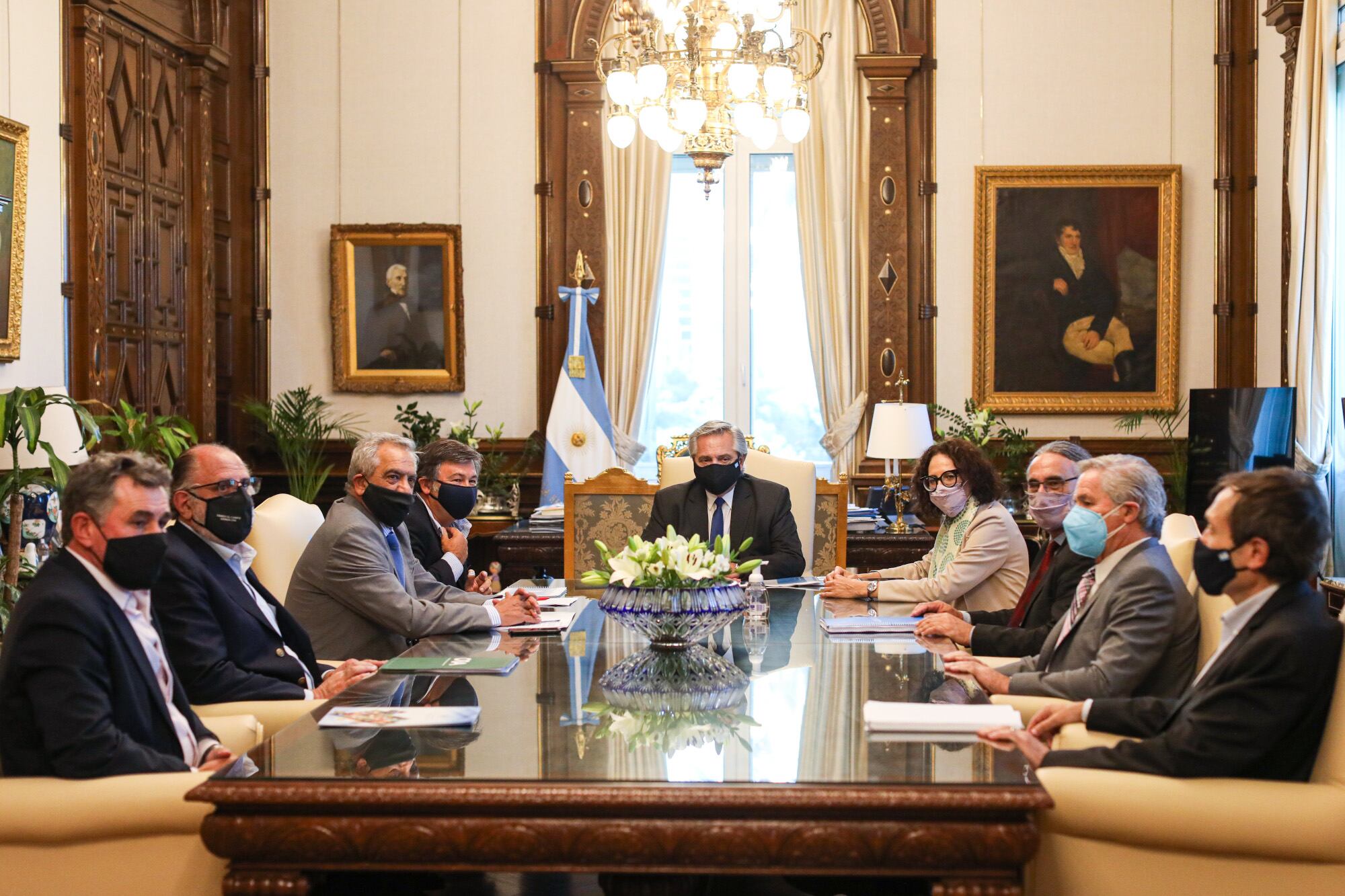 El presidente Alberto Fernández recibió a la Mesa de Enlace. (Foto: Presidencia)