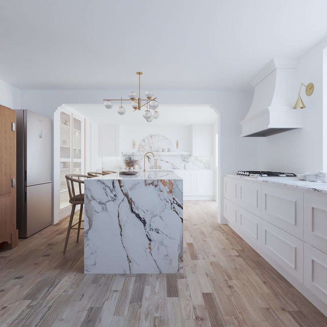 Así quedó la nueva cocina de Emilia Attias tras la remodelación: pisos cálidos y grifería color oro