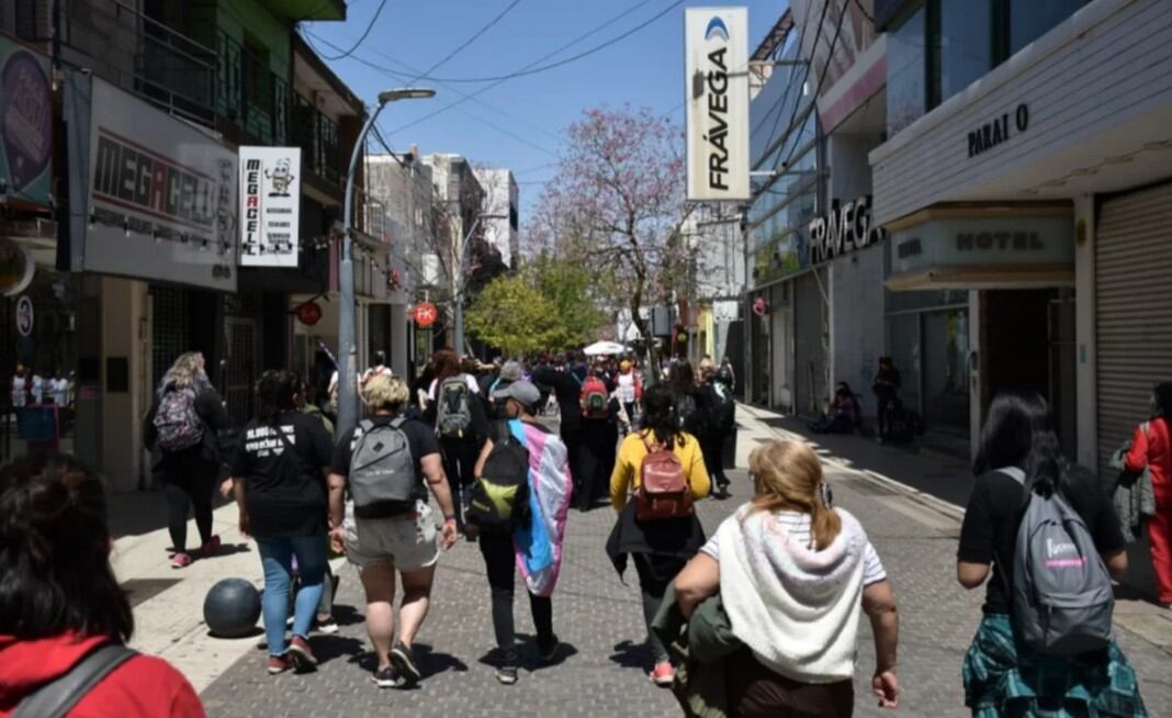 Centro de San Luis durante el Encuentro Nacional de Mujeres y Disidencias