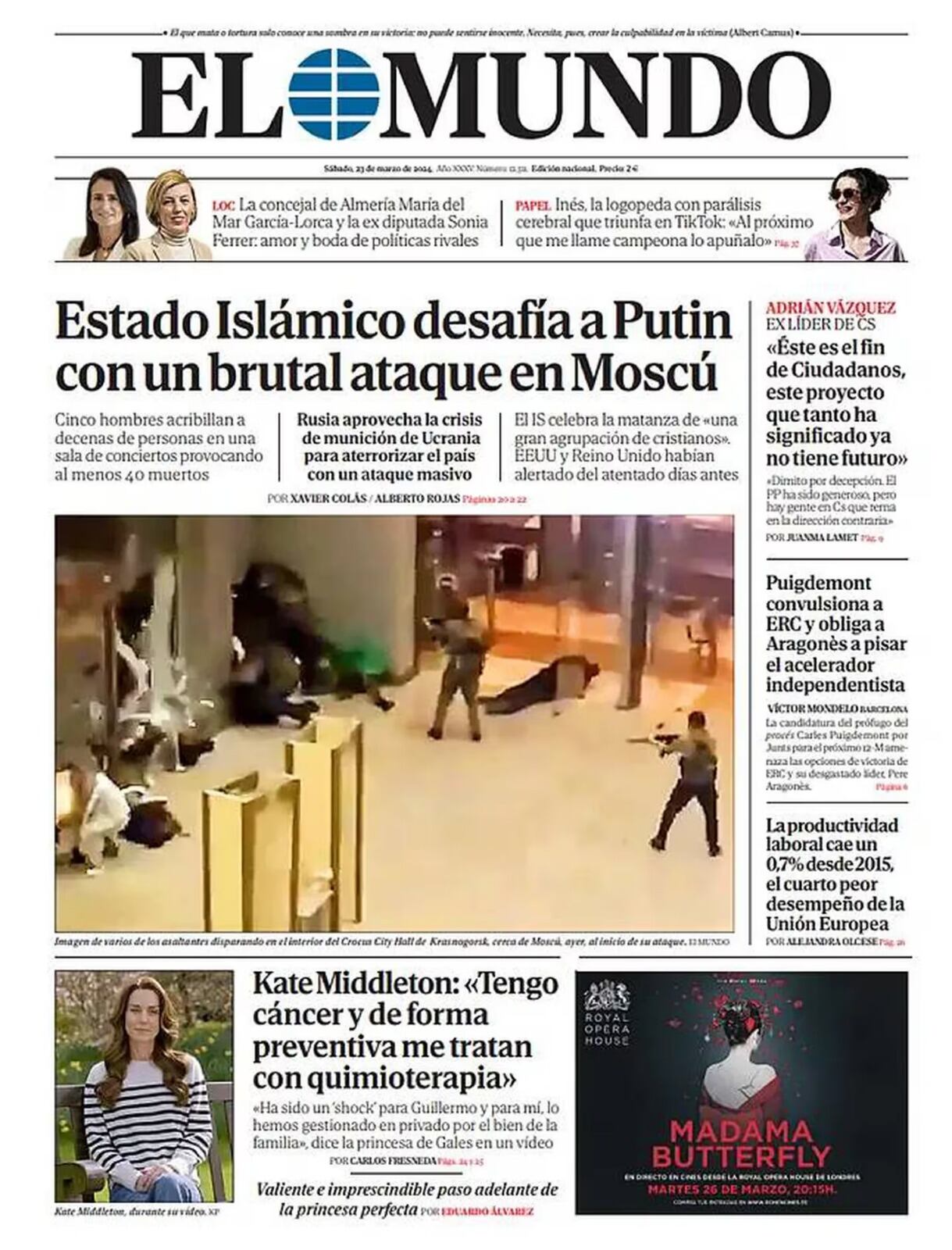 El anuncio de la princesa de Gales es uno de los temas relevantes en las portadas de diarios internacionales