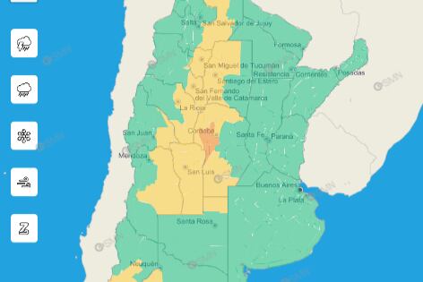 Alertas amarilla y naranja para este lunes 6 de marzo. (SMN)