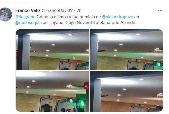 Diego Novaretti fue derivado al Sanatorio Allende y se constató que presenta un traumatismo de cráneo.