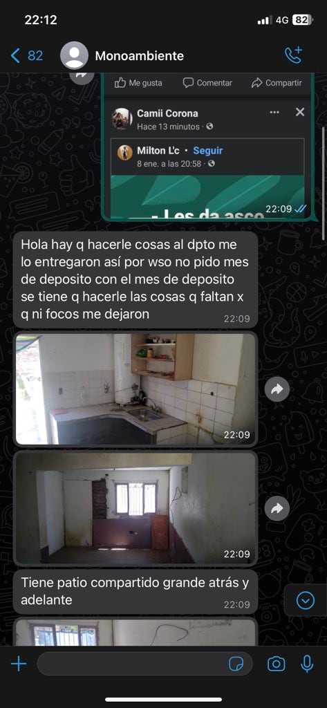 La conversación entre la joven y el propietario del monoambiente.