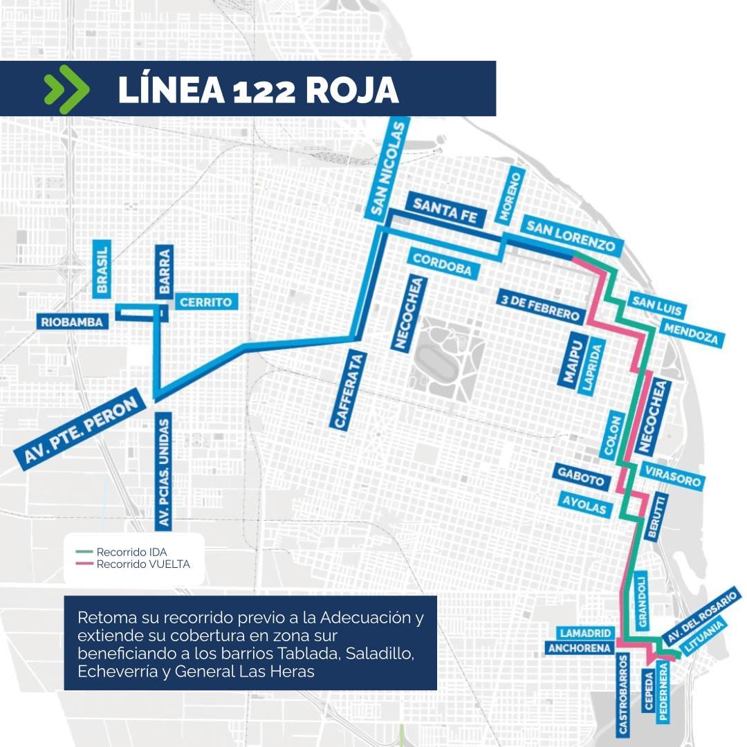 La Municipalidad mejoró la conectividad en la zona sur con la línea 122 roja.