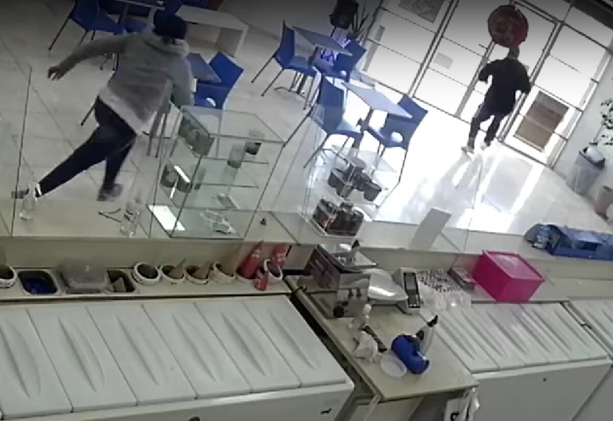 Video: un delincuente ingresó a una heladería, golpeó a una empleada y huyó con 3 celulares