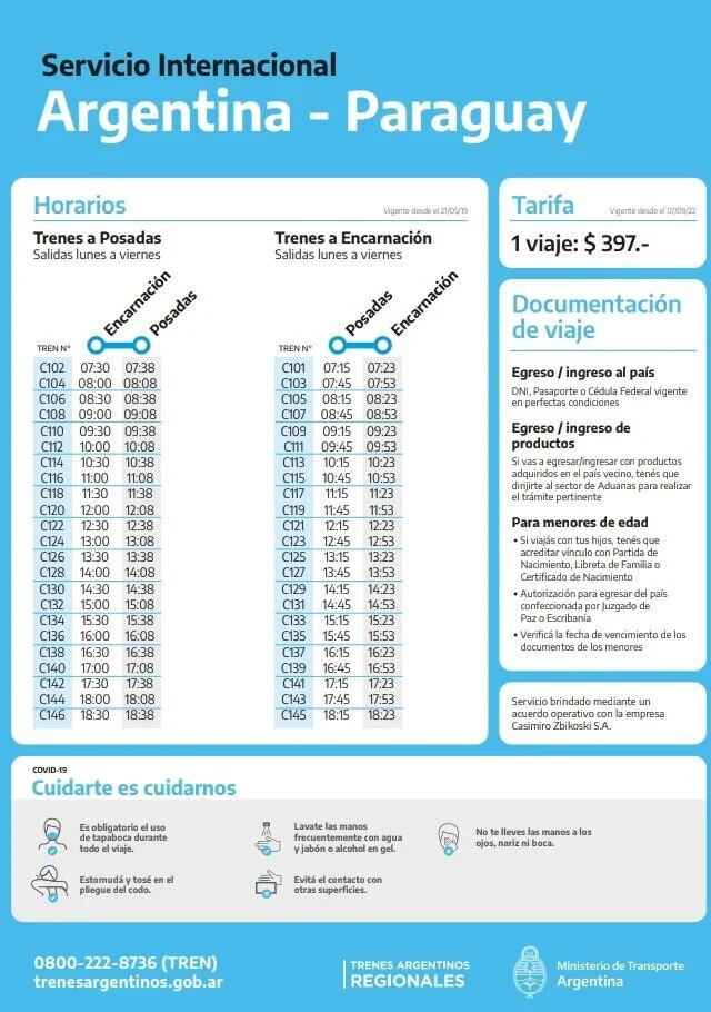 Servicio de transporte internacional Argentina  - Paraguay