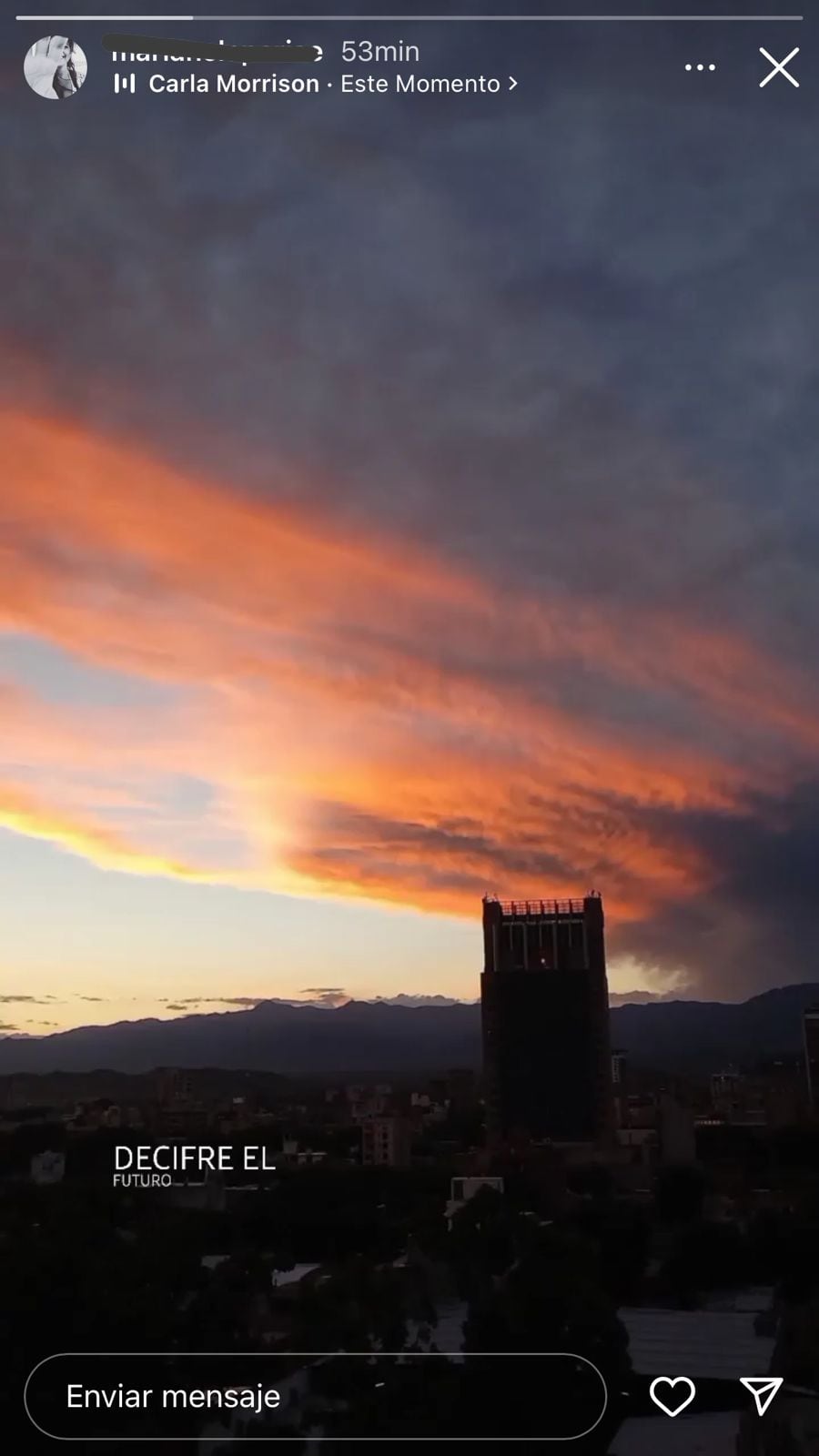 Atardecer en Mendoza por las redes.