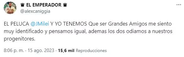 Porqué Alex Caniggia quiere vincularse con Milei.