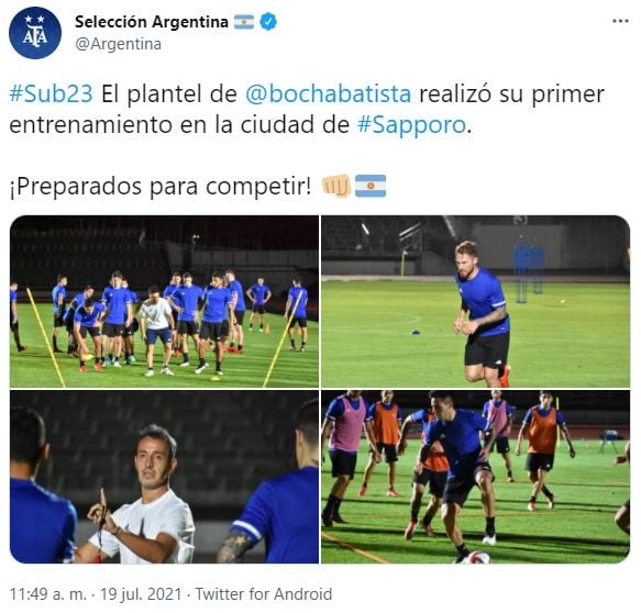 La Selección Argentina Sub-23 se entrenó por primera vez en Japón.