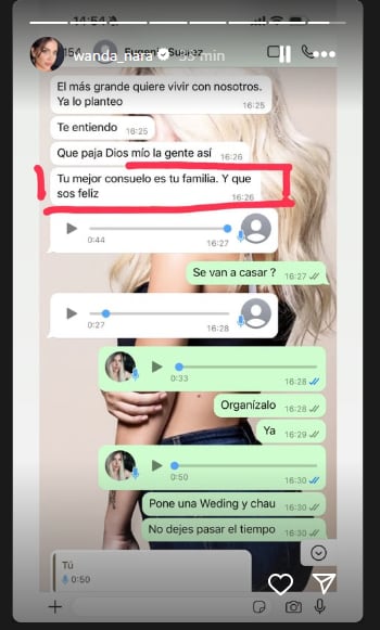 Wanda Nara filtró los chats con la China Suárez