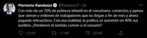 Florencio Randazzo, molesto por el aumento salarial de diputados y senadores.