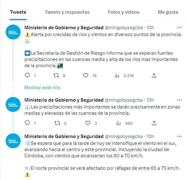 El alerta emitida la Secretaría de Gestión y Riesgo.