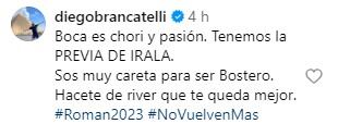 Diego Brancatelli criticó al estilista, Fabio Cuggini