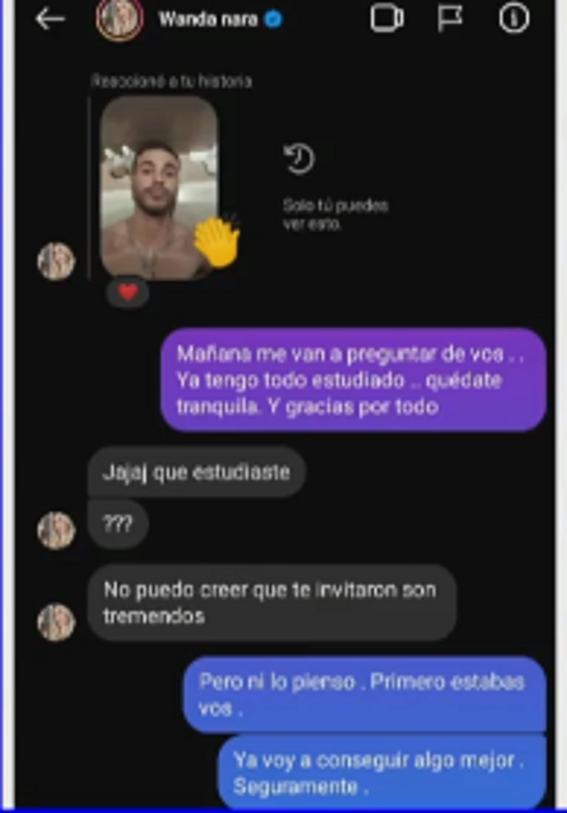 El chat entre Wanda Nara y su guardaespaldas